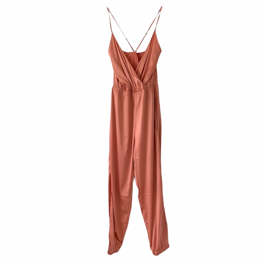 Rose Satin Spaghetti Strapped Jumpsuit